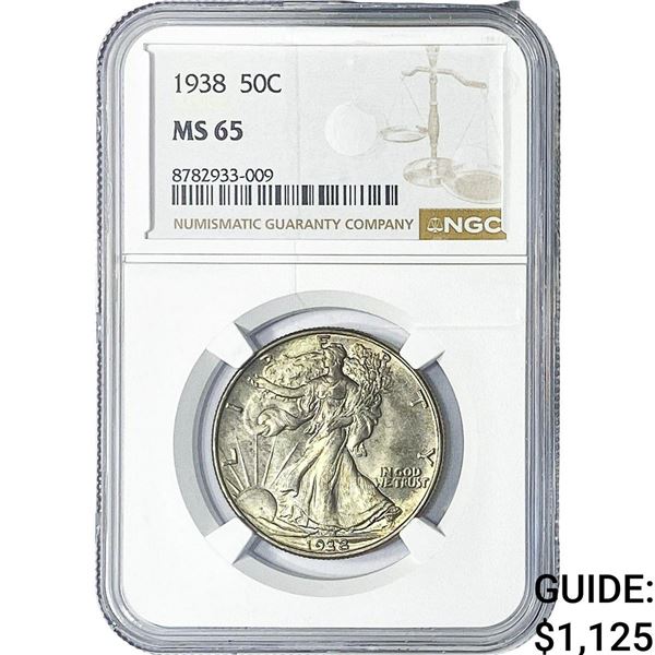 1938 Walking Liberty Half Dollar NGC MS65