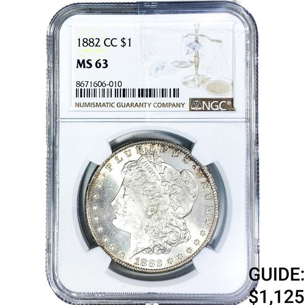 1882-CC Morgan Silver Dollar NGC MS63