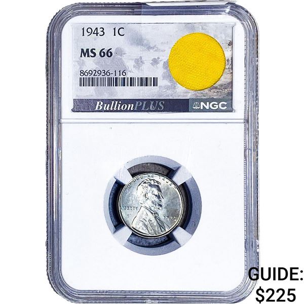 1943 Wheat Cent NGC MS66 Orig. Bag Frag.