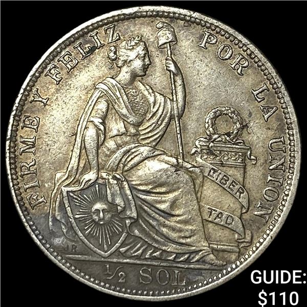 1922 Peru Silver 1/2 Sol