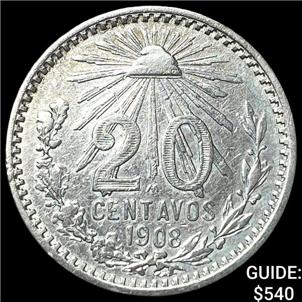 1908 Mexico Silver 20 Centavos
