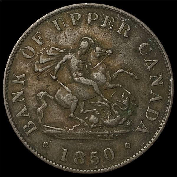 1850 Upper Canada Copper Half Penny Bank Token
