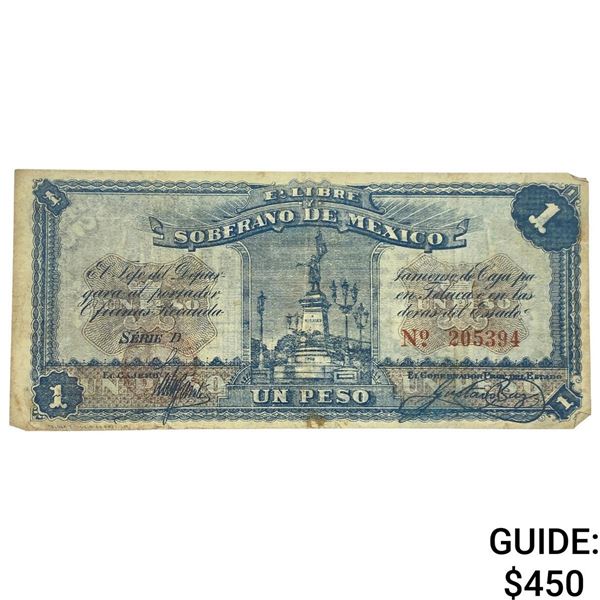1915 Free and Sovereign State of Mexico 1 Peso