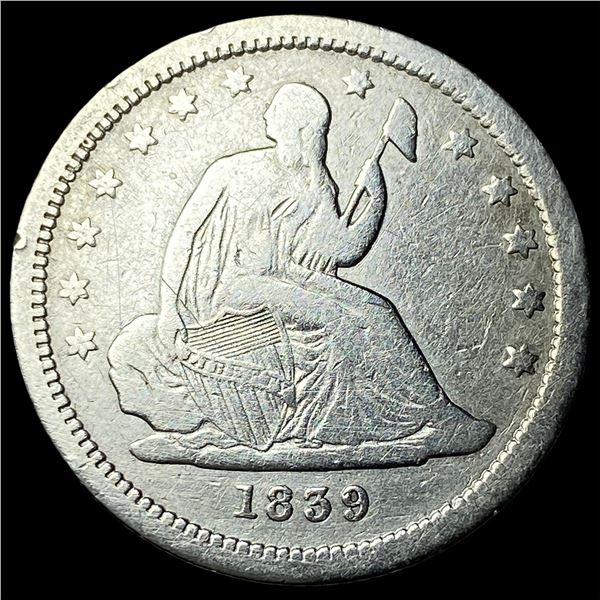 1839 Silver Seated Liberty Quarter LIGHTLY  CIRCULATED