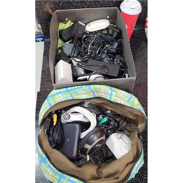 Large Lot of Various Cables Cords, Headphoens Etc