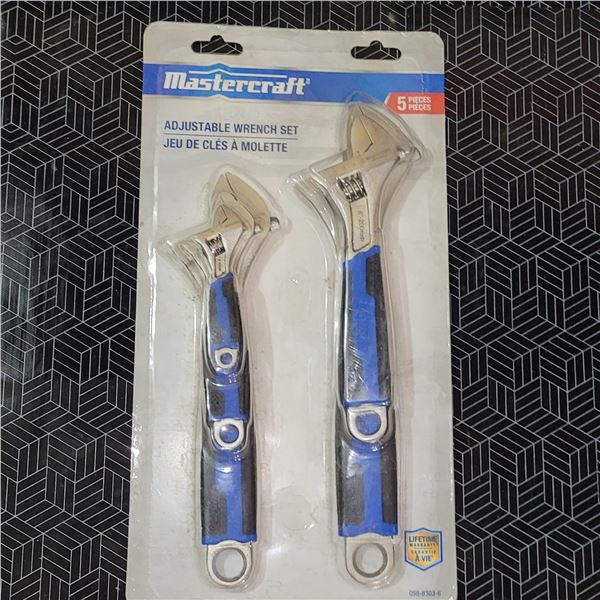 5 Pack Mastercraft Adjustable Wrench Set New