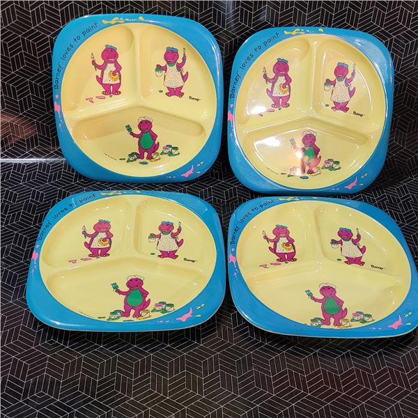 Lot of 4 Barney Kids Plates