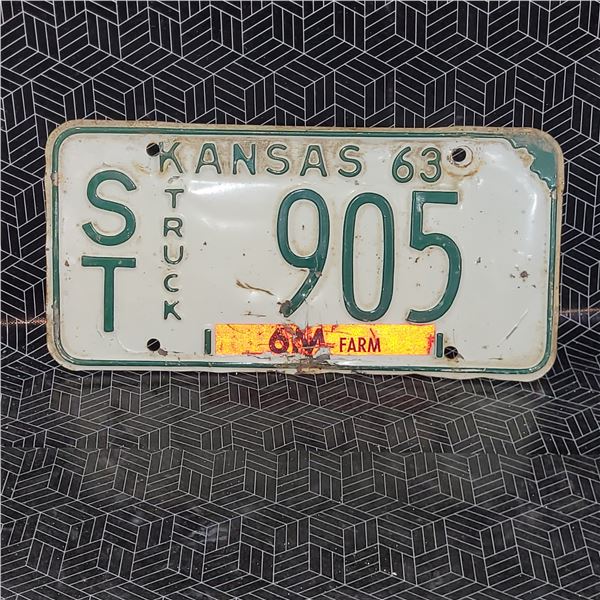 1963 Kansas License Plate