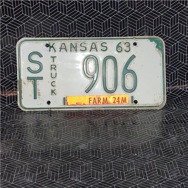 1963 Kansas License Plate