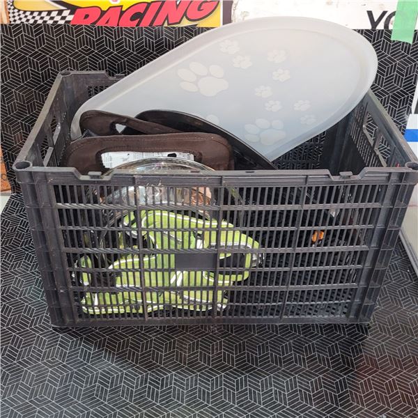 Plastic Crate with Dog Accessories