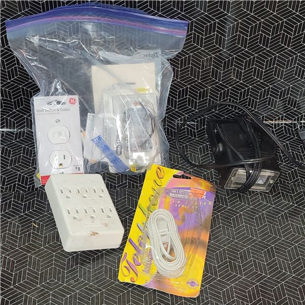 2 Wall Switches, Phone Cord, Mini Strobe Light