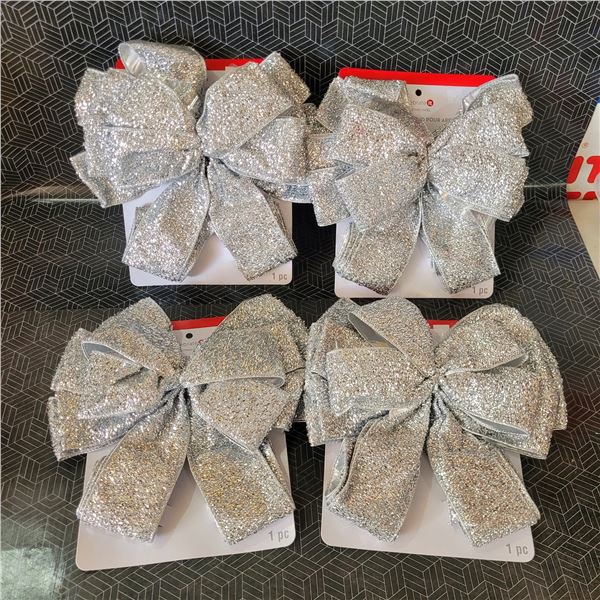 4 Large Silver Bows