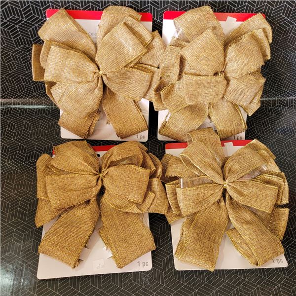 4 Large Gold Bows