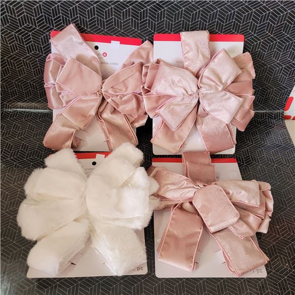 1 White, 3 Pink Large Bows