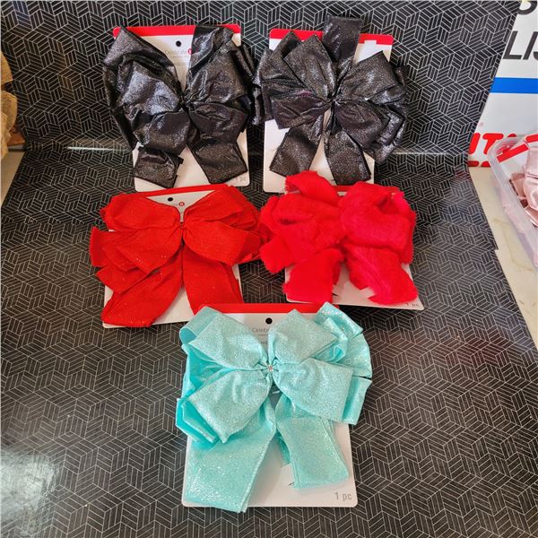 2 Black, 2 Red, 1 Blue Large Bows