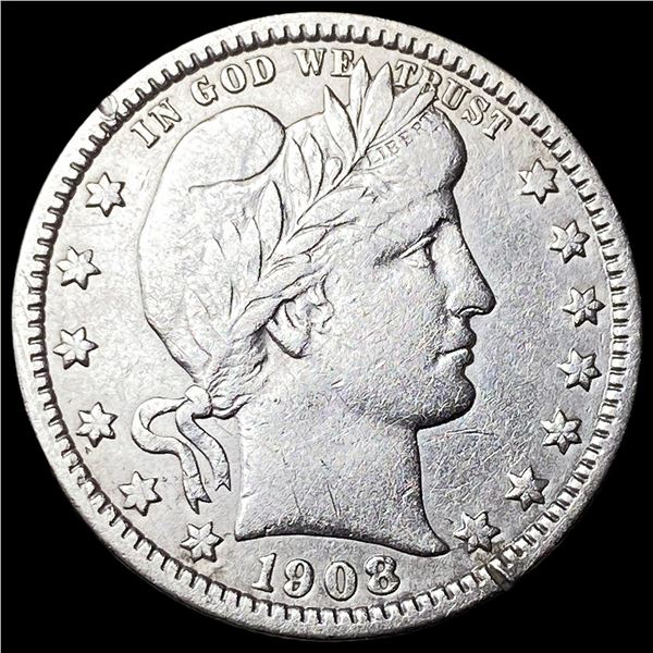 1908-O Barber Silver Quarter NEARLY  UNCIRCULATED