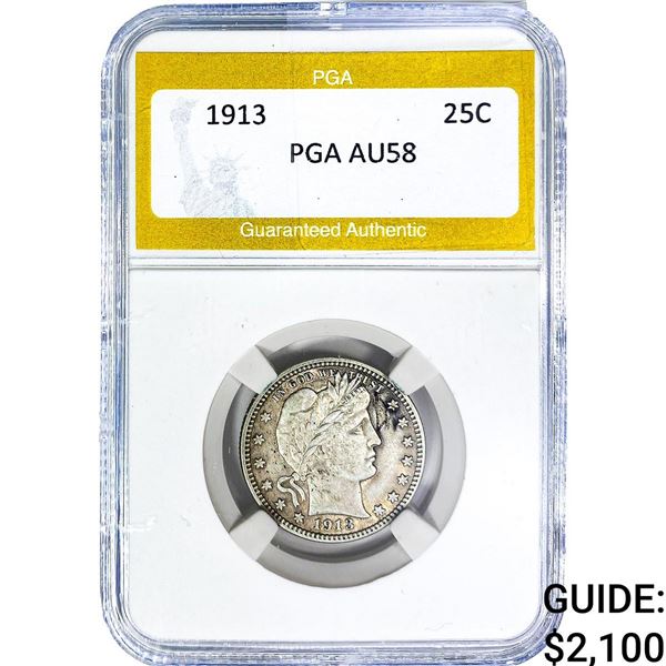 1913 Barber Quarter PGA AU58