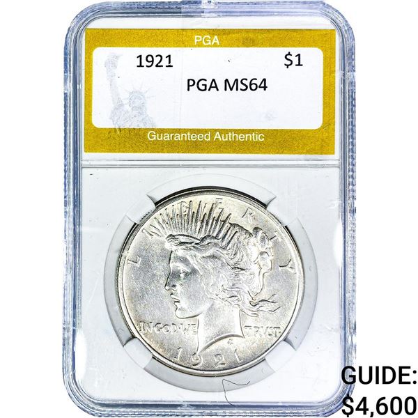 1921 Silver Peace Dollar PGA MS64