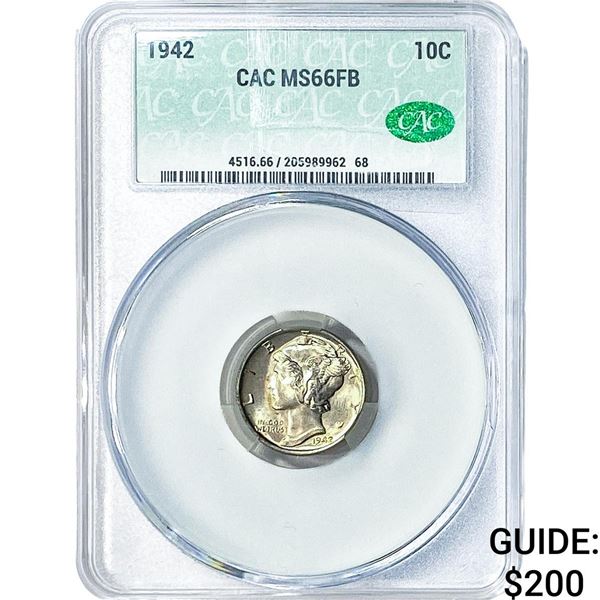 1942 Mercury Silver Dime CAC MS66 FB