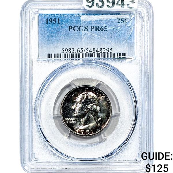 1951 Washington Silver Quarter PCGS PR65