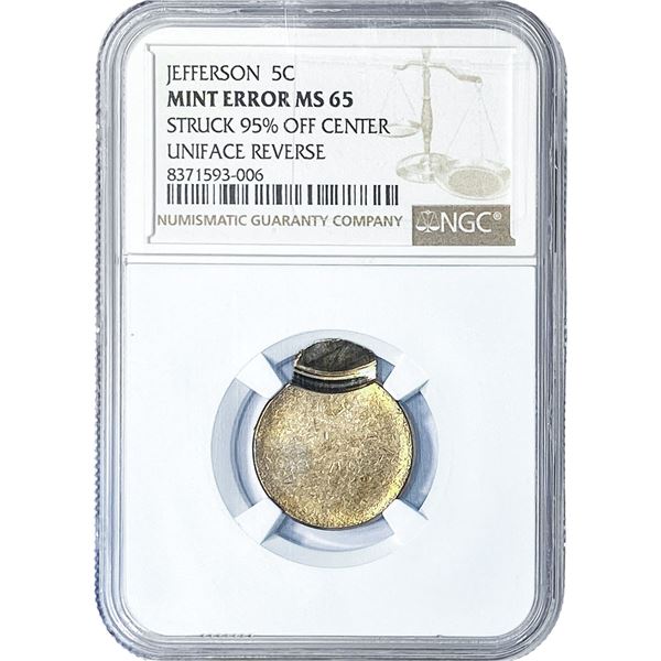Jefferson Nickel NGC MS65 95% Off Center