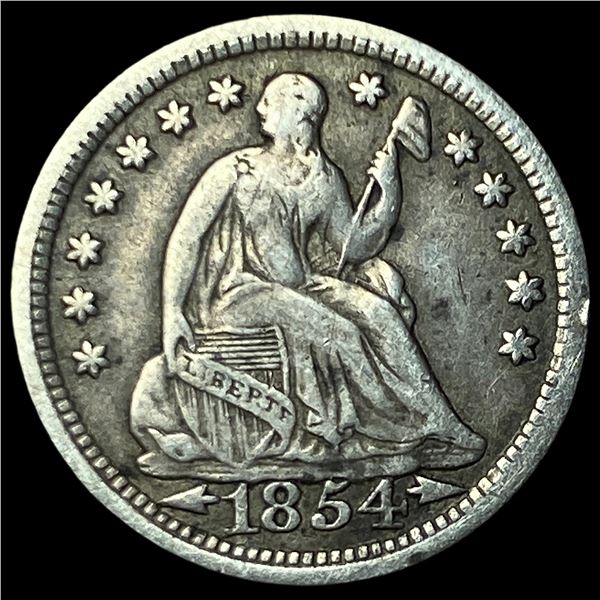 1854 Arrows Seated Liberty Half Dime LIGHTLY CIRCULATED
