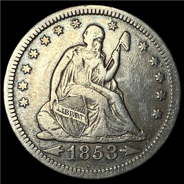 1853 Arrows/Rays Seated Liberty Quarter NEARLY UNCIRCULATED