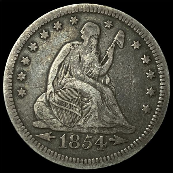 1854 Arrows Seated Liberty Quarter NEARLY UNCIRCULATED
