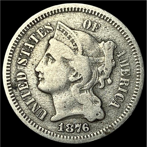 1876 Nickel Three-Cent Piece NEARLY UNCIRCULATED