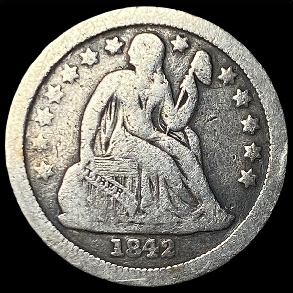 1842-O Silver Seated Liberty Dime LIGHTLY CIRCULATED