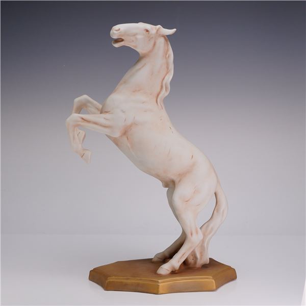 Royal Dux Porcelain Sculpture, Rearing Horse on Stand