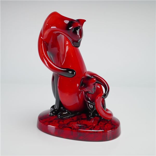 Royal Doulton Flambe Prototype Cat and Kitten Figurine