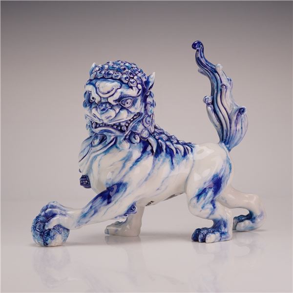 Royal Doulton Blue and White Flambe Prototype Foo Dog Figurine