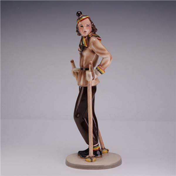Goldscheider Austria Ceramic Figurine by Stefan Dakon, Female Skier