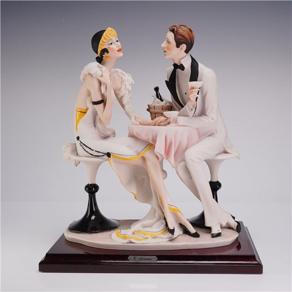 Giuseppe Armani Florence Figurine Mounted on Wooden Base, Couple at Table