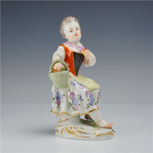 Meissen Porcelain Figurine of a Girl with a Fruit Basket Model 15