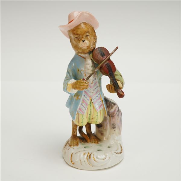 After Meissen Monkey Orchestra Figurine, Violinist