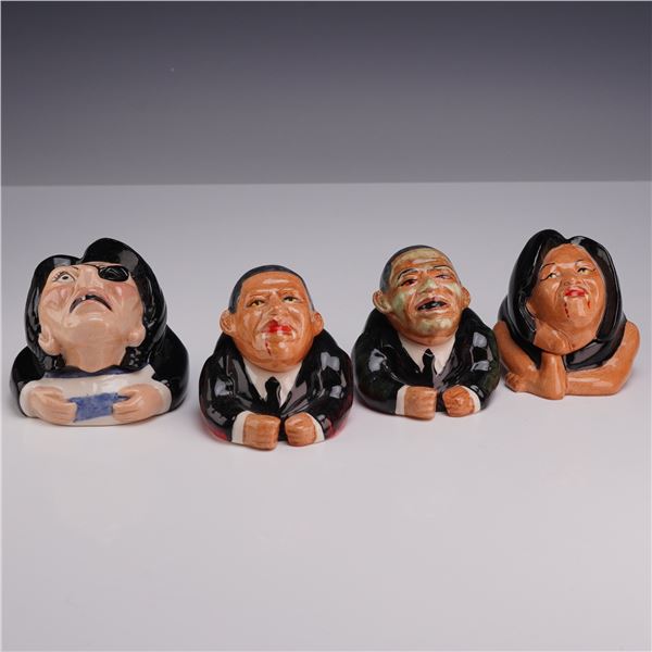 Lot of Four Kevin Francis Artist Edition Halloween Political Face Pots
