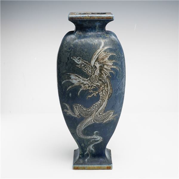 Martin Brothers Salt-Glazed Stoneware Dragon Vase, 1899