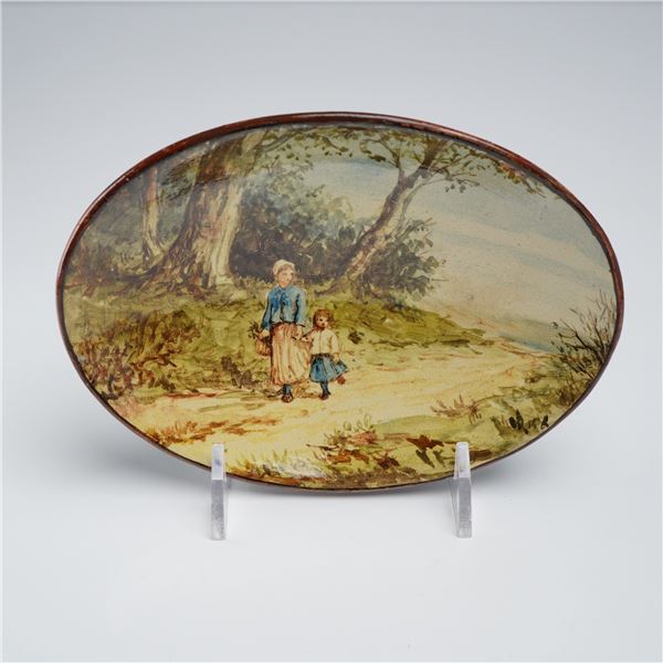 Doulton Lambeth Hand Painted Oval Earthenware Dish