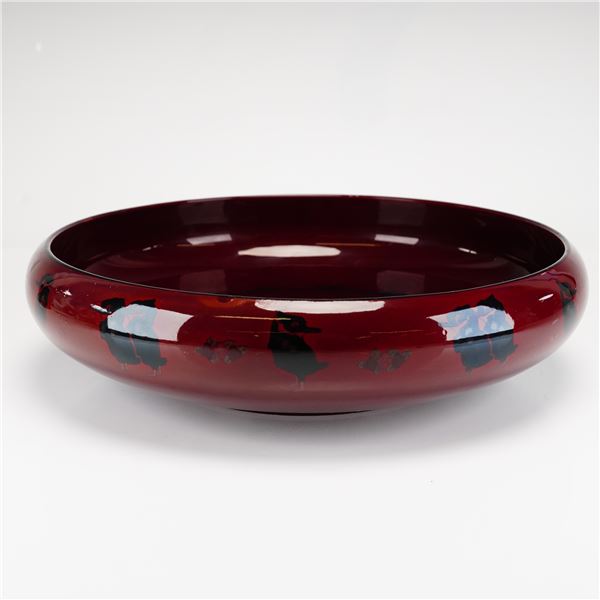 Royal Doulton Flambe Low Bowl with Waterfowl Silhouette Decoration