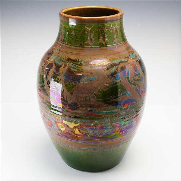 Gordon Forsyth (1879-1952) for Pilkington's Royal Lancastrian Lustre Green Ground Vase