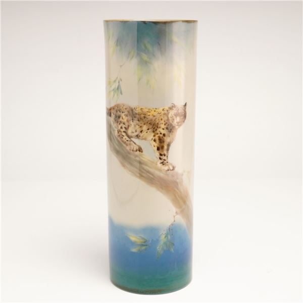 Royal Doulton by Harry Allen, Very Rare Titanian Cylinder Vase, Snow Leopard