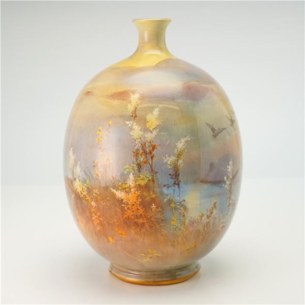 Doulton by Joseph Hancock Lakeside Scene Vase