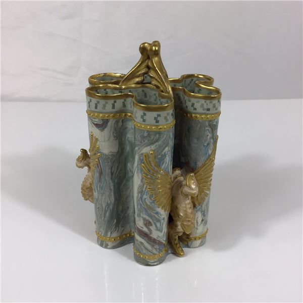Doulton and Rix Marqueterie 5-Tube Stoneware Vase