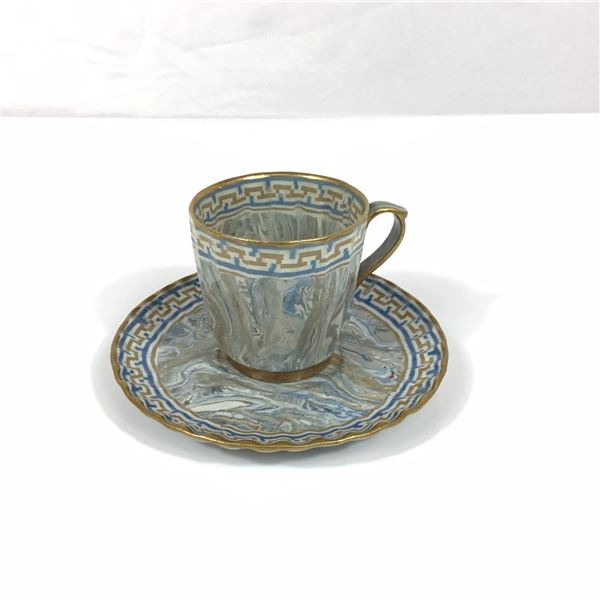 Two-Piece Doulton and Rix's Patent Marqueterie Cup and Saucer