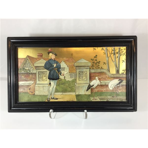Minton's Art-Pottery Studio Henry Stacy, The Lover from The Seven Ages of Man Framed Tile Panel