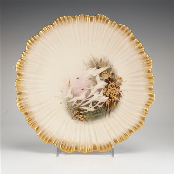 Royal Worcester Painted Porcelain Swan Cabinet Plate
