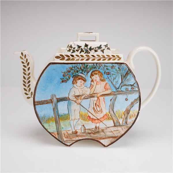 Late Victorian Aesthetic Movement Hand-Painted Teapot