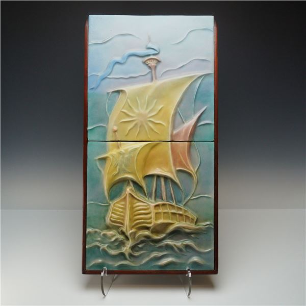 American Encaustic Tiling Co. Two-Tile Relief Plaque